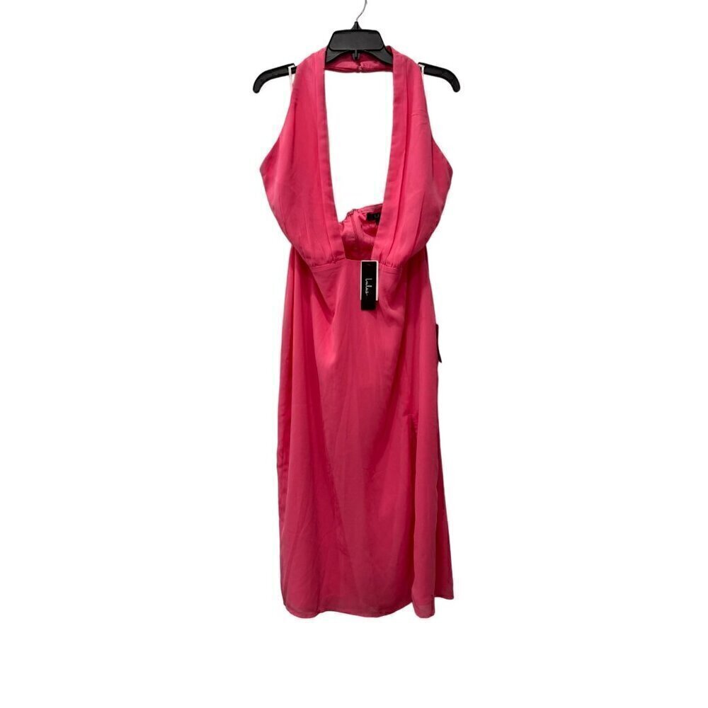 New Lulus Women's Size XL Haltered Neck Backless Dress Bright Pink
